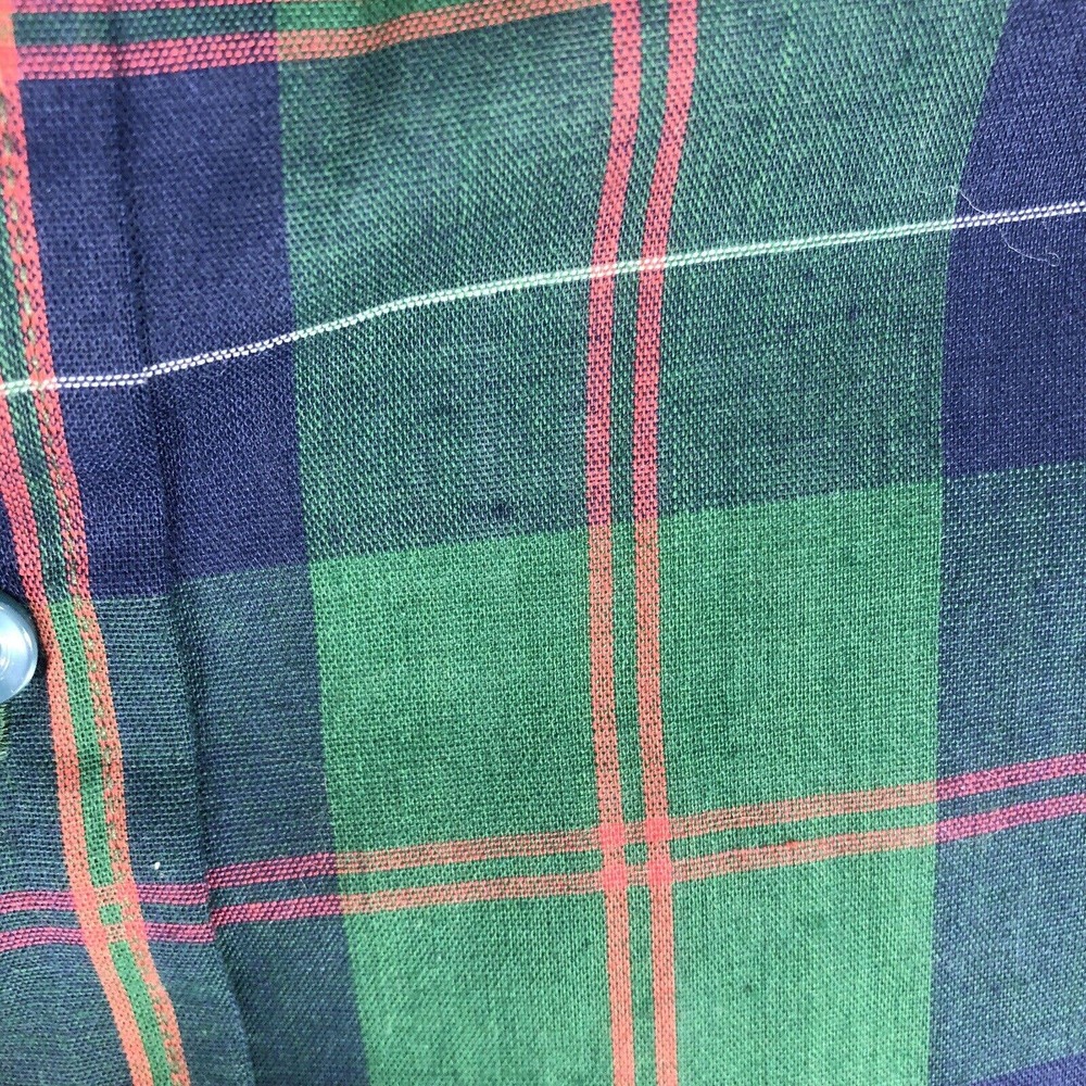 VINTAGE DEERFIELD SHIRT MENS SIZE 20 PLAID BUTTON DOWN GREEN USA MADE LONG SLEEV - Picture 5 of 12